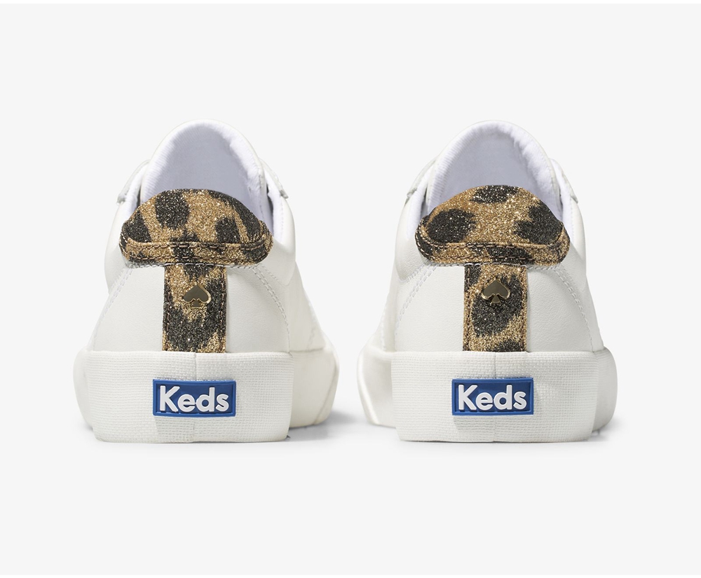 Πανινα Παπουτσια Γυναικεια - Keds Kate Spade New York Crew Kick 75 Δερματινα - Λευκα - LVPRK7325